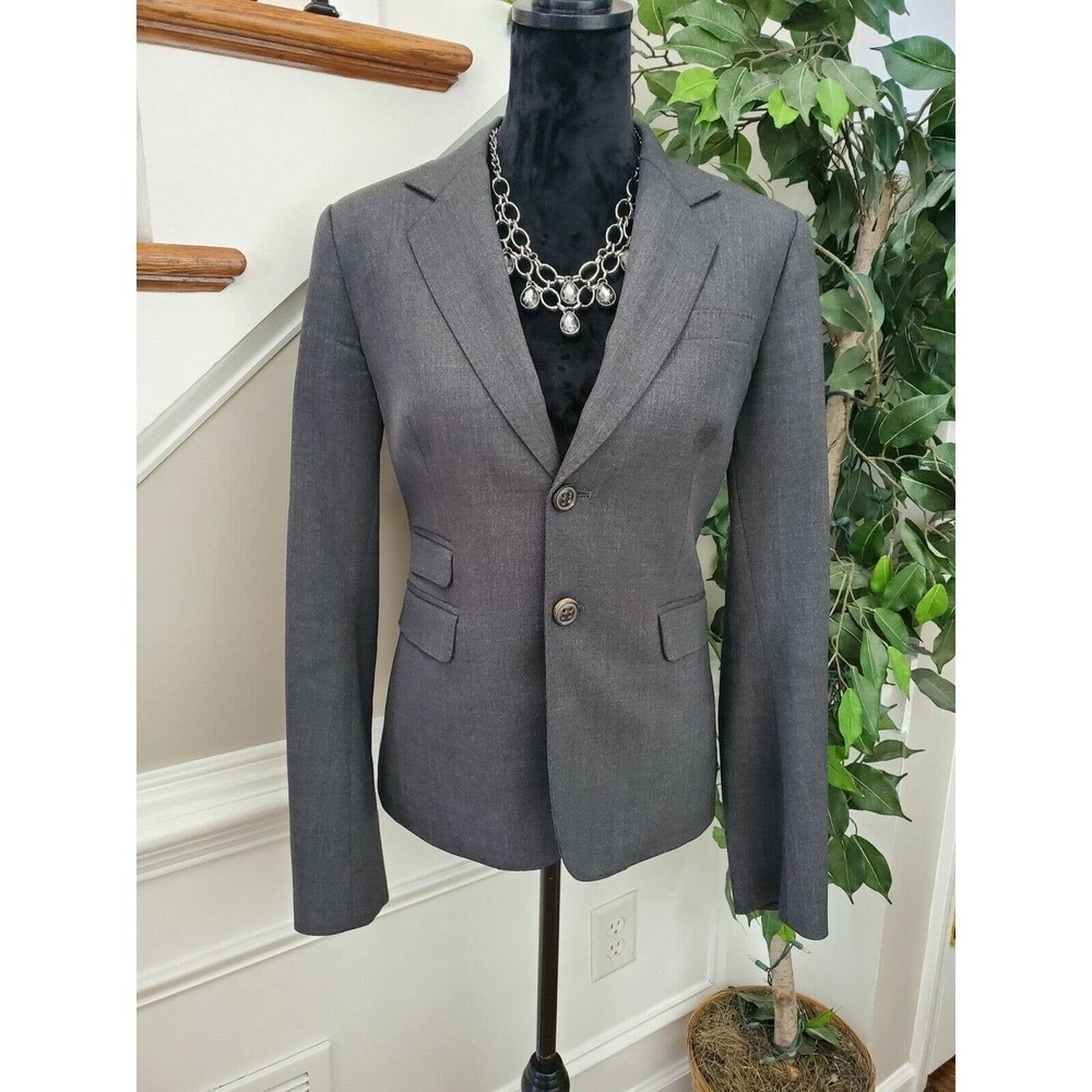 Dsquared2 Women's Solid Gray Wool Long Sleeve Single Breasted Blazer Size 46